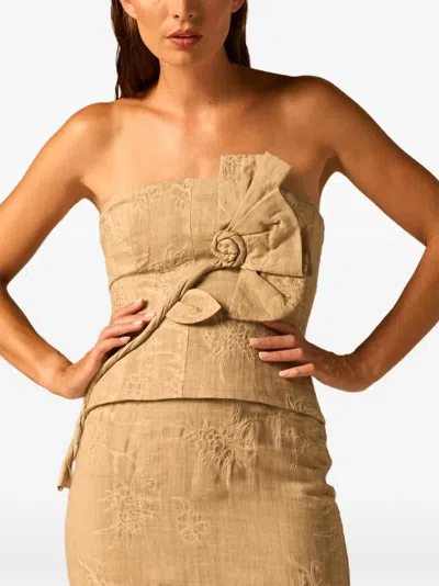 Jbq Florence Bow-embroidered Blouse In Green