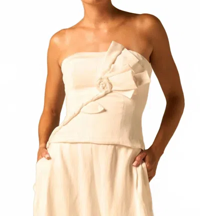 Jbq Florence Strapless Bow Detail Top In White In Neutral