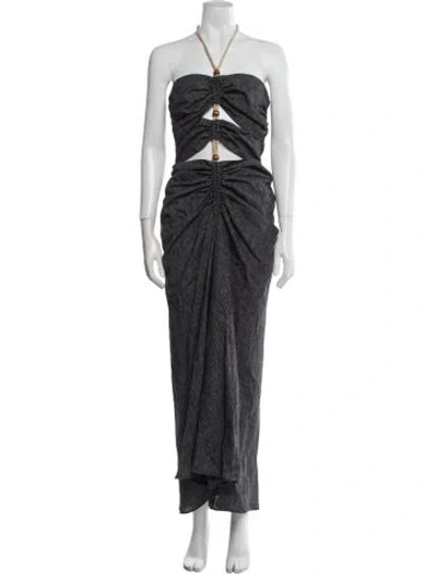 Pre-owned Jbq Halterneck Long Dress In Black