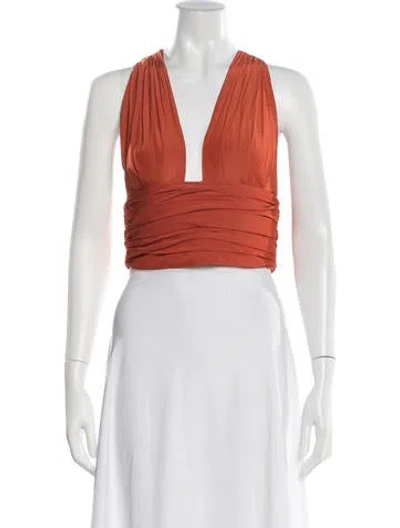 Pre-owned Jbq Halterneck Sleeveless Crop Top In Orange