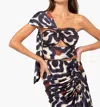 Jbq Harlow One Shoulder Top In Navy Floral In Blue