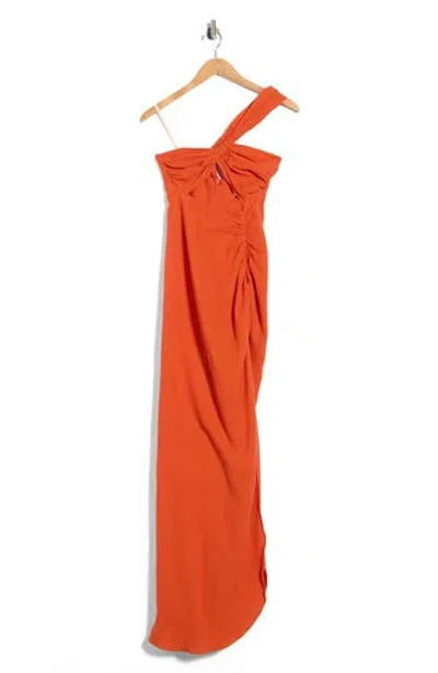 Jbq Harlow One-shoulder Cutout Gauze Maxi Dress In Orange
