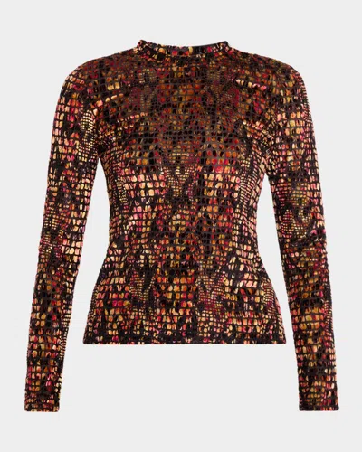 Jbq Hugo Burnout Velvet Top In Multi