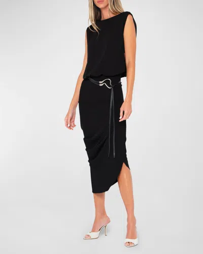 Jbq Italia Sleeveless Midi Dress In Black