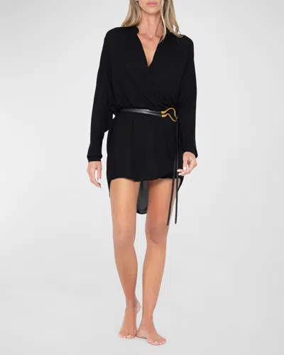 Jbq Jensen Long-sleeve Mini Dress In Black