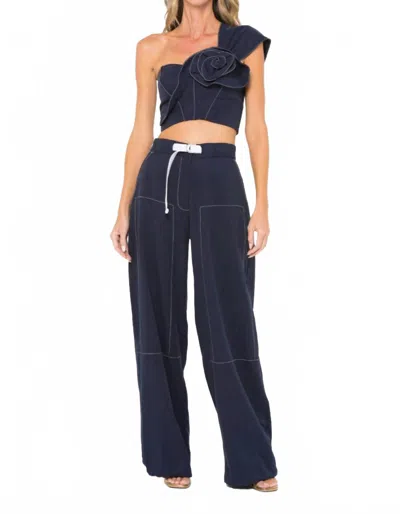 Jbq Jill Wide Leg Pant In Navy In Blue