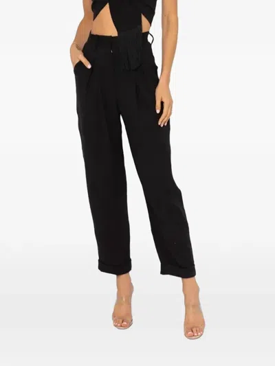 Jbq Kai Pleated High-waisted Trousers In Schwarz
