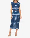 Jbq Kala Midi Skirt In Indigo Shibori In Blue