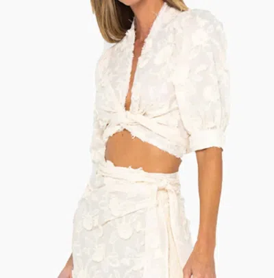 Jbq Kali V Neck Top In Vanilla In White