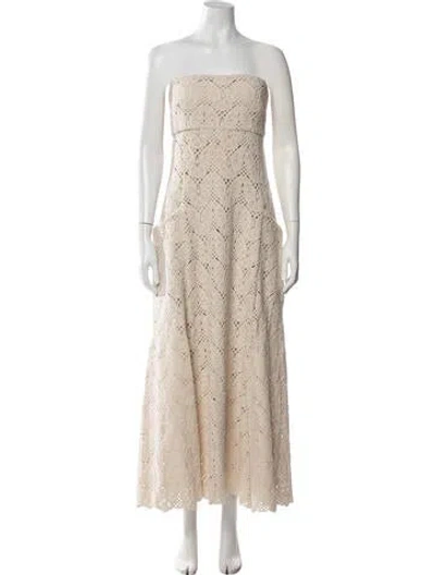 Pre-owned Jbq Lace Pattern Long Dress W/ Tags In Neutrals