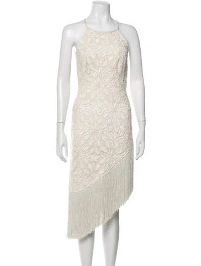 Pre-owned Jbq Lace Pattern Midi Length Dress In Neutrals