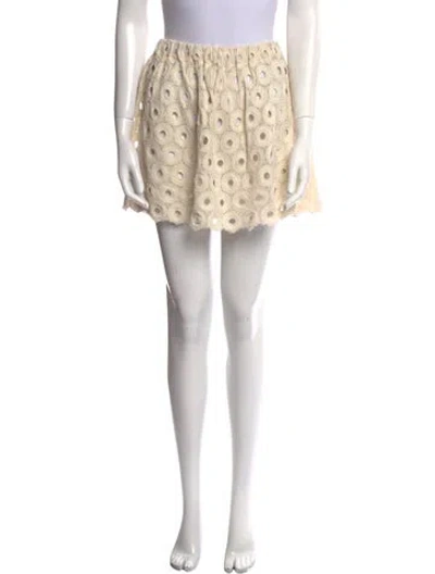 Pre-owned Jbq Lace Pattern Mini Skirt In Neutral