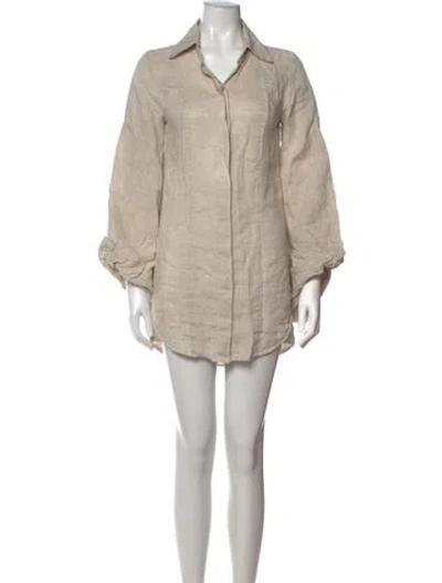 Pre-owned Jbq Linen Mini Dress In Neutrals