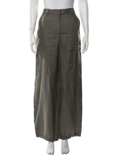 Pre-owned Jbq Linen Wide Leg Pants In Green