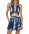 Jbq Marlow High Waist Short In Indigo Shibori In Burgundy