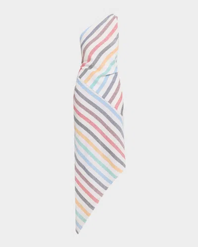 Jbq Mena Asymmetric Striped Dress In Multi