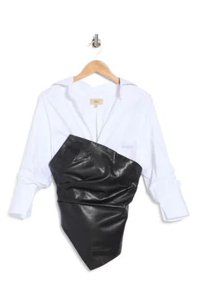 Jbq Millicent Faux Leather Layered Top In Black