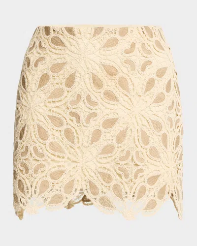 Jbq Millie Crochet Mini Skirt In Taupe