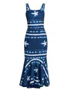 Jbq Natasha Shibori Midi Dress In Blue