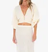 Jbq Nava V Neck Top In Vanilla In Nude