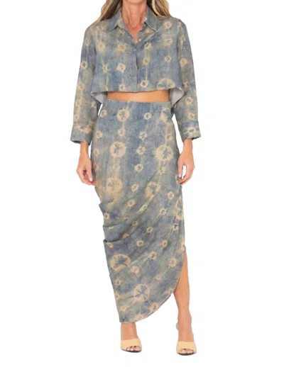 Jbq Noor Skirt In Blue Shibori In Multi