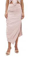 Jbq Novie Draped Plaid Midi Skirt In Pink