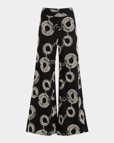JBQ ODETTE EMBROIDERED WIDE-LEG PANTS