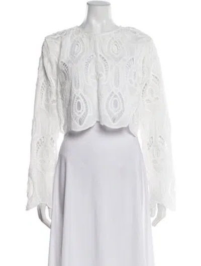 Pre-owned Jbq Off-the-shoulder Long Sleeve Top In White