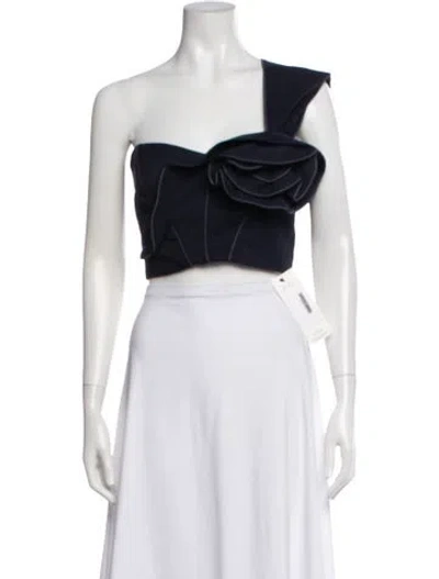 Pre-owned Jbq One-shoulder Sleeveless Crop Top In Blue