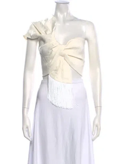 Pre-owned Jbq One-shoulder Sleeveless Crop Top In White