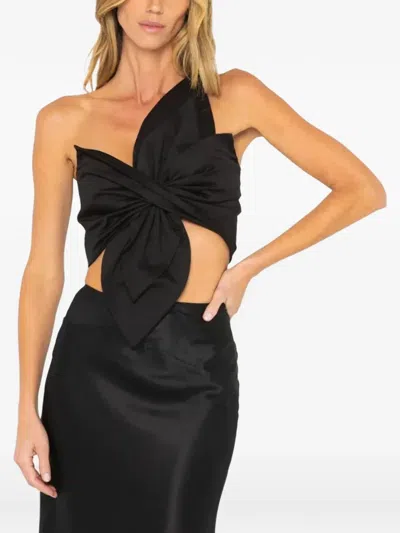 Jbq Orchid One-shoulder Bow-detail Top In Black