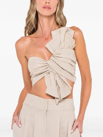Jbq Oyster Ruffled One-shoulder Top In Gray