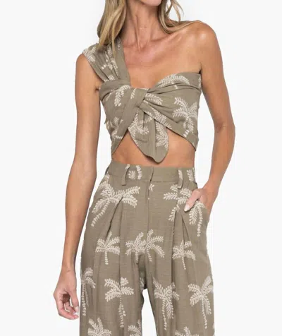 Jbq Palm Sol Top In Khaki In Green