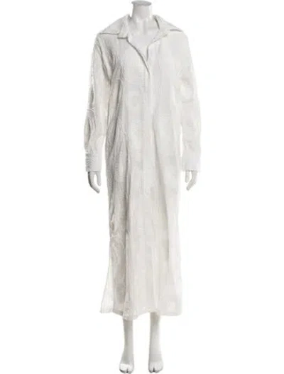 Pre-owned Jbq Patterned Long Dress In White