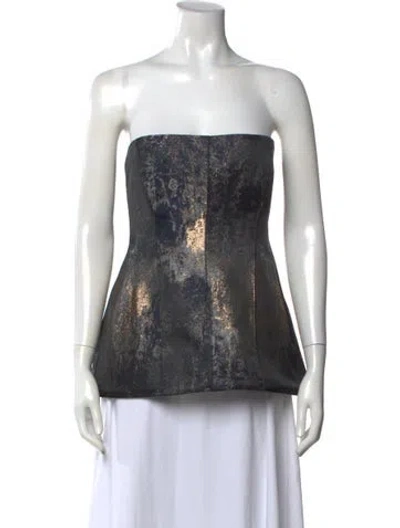 Pre-owned Jbq Patterned Strapless Top In Blue