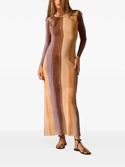 Jbq Petra Abstract-print Long-sleeve Maxi Dress In Multi