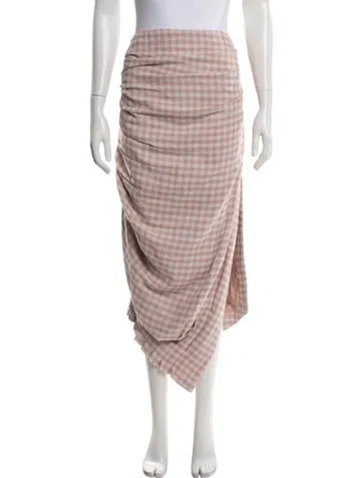 Pre-owned Jbq Plaid Print Long Skirt In Pink