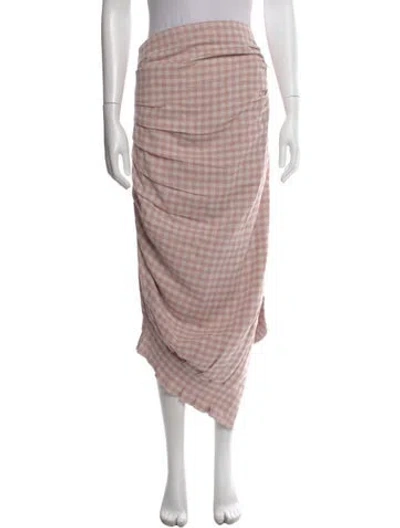 Pre-owned Jbq Plaid Print Midi Length Skirt In Pink