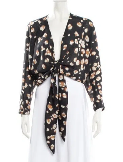 Pre-owned Jbq Polka Dot Print V-neck Bodysuit In Black