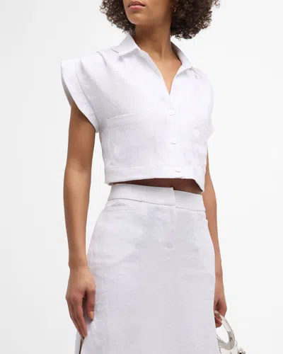 Jbq Preen Button-front Hemp Crop Top In White