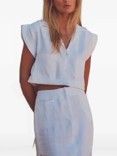 Jbq Preen Padded-shoulder Cropped Top In White