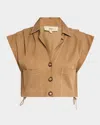 Jbq Preen Button-up Cropped Shirt In Caramel