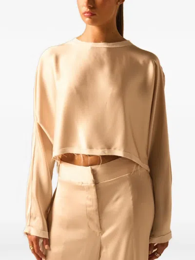 Jbq Raw-cut Cropped Top In Neutral