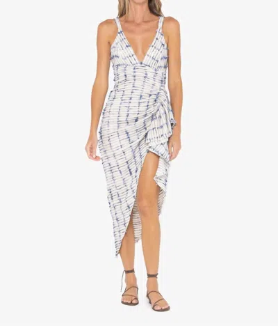 Jbq Sasha Midi Dress In Blue Oatmeal In White