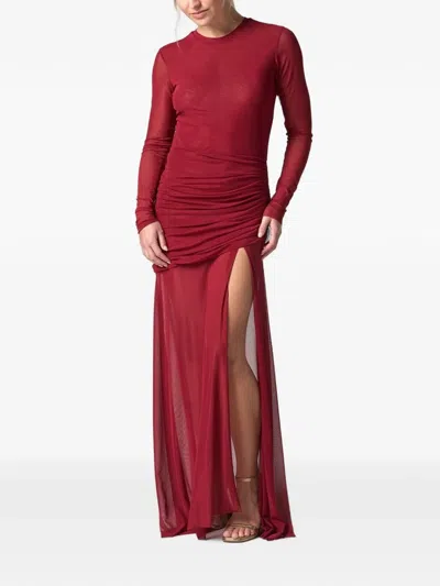 Jbq Serene Sheer Mesh Maxi Dress In Red