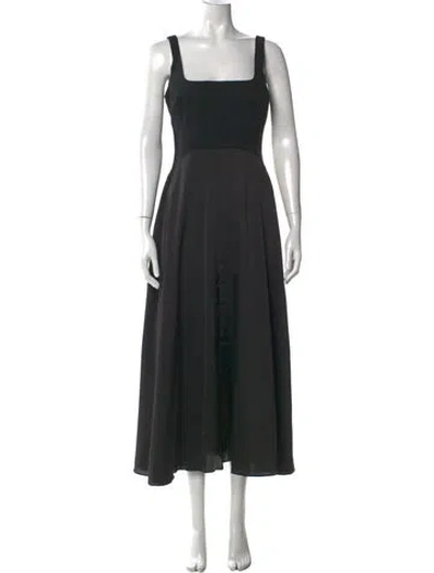Pre-owned Jbq Square Neckline Midi Length Dress W/ Tags In Black