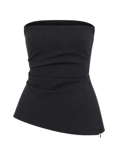 Jbq Strapless Gathered Top In Black