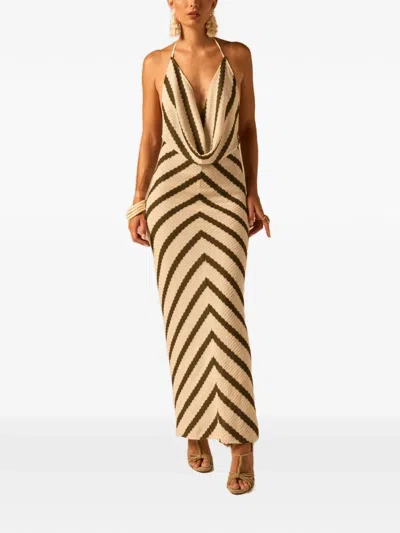 Jbq Striped Halterneck Maxi Dress In Multi