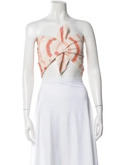Pre-owned Jbq Striped Strapless Crop Top In White