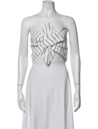 Pre-owned Jbq Striped Strapless Crop Top In White